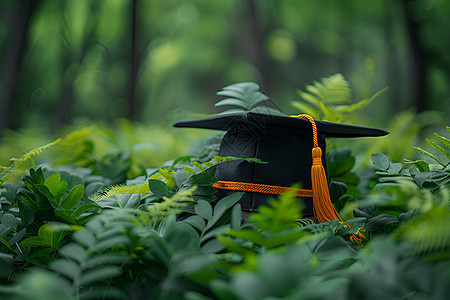 草地上的学士帽图片