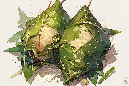 绿色粽子插图图片