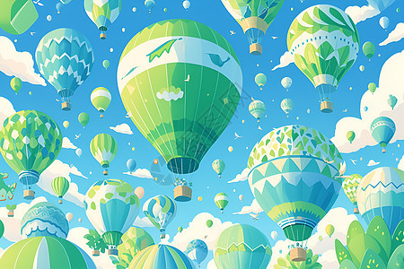 飘飞的热气球图片