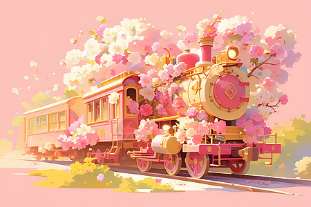 梦幻的粉色列车图片
