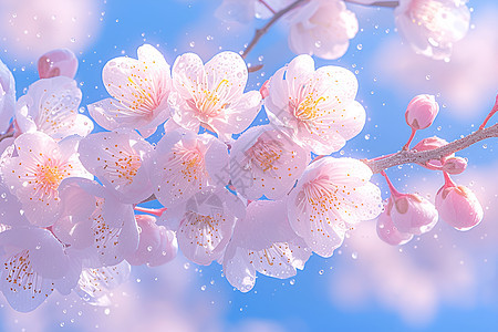 盛开的桃花植物背景图片