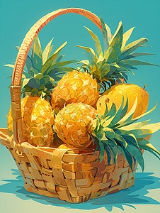 篮子中的菠萝图片
