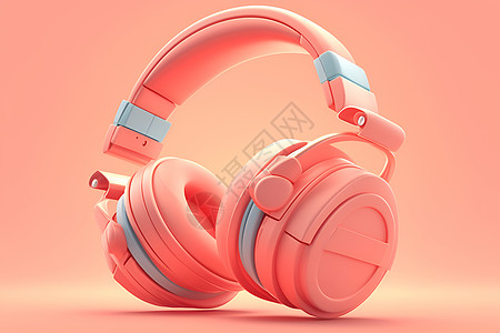 粉红背景的耳机图片