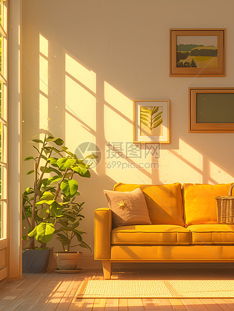 阳光里的柔软沙发图片