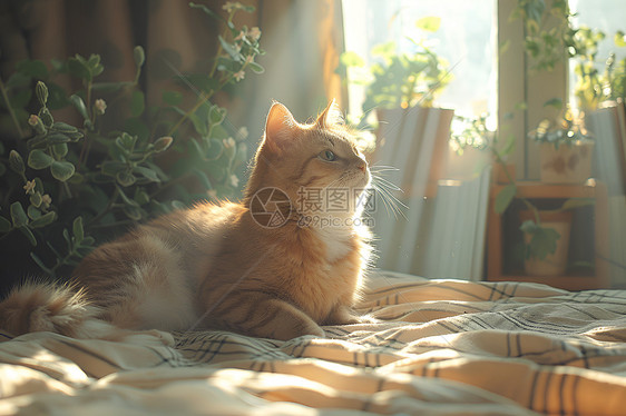 阳光下的猫图片
