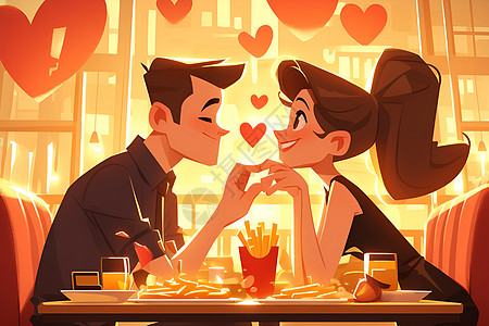 情侣在餐厅里约会图片