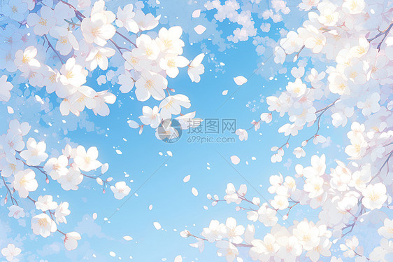 樱花盛放的天空图片