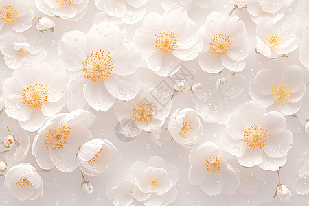 白色花朵上的水滴图片