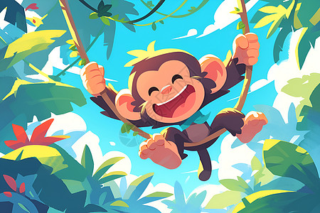 一只欢乐的猴子图片