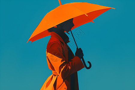 一个人拿着橙色伞图片