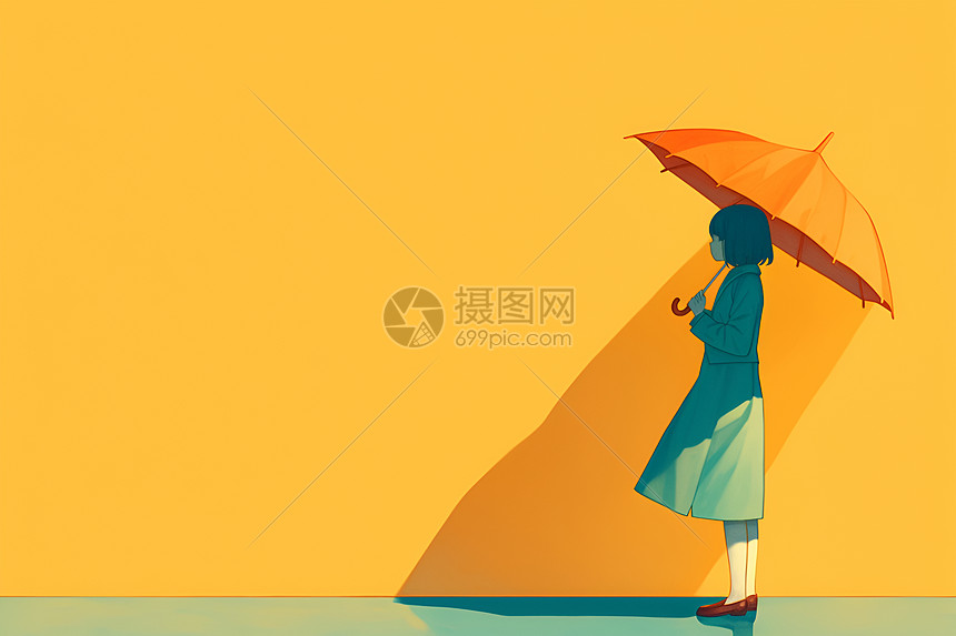 伞下的少女图片