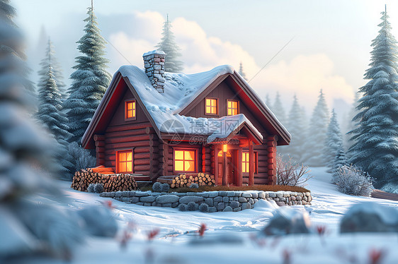 冬日的房屋图片