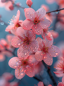 樱花上的水珠图片