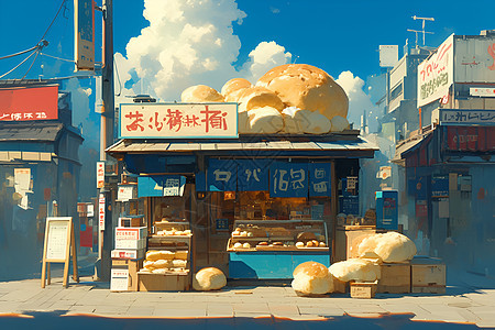 街头的主食店铺图片