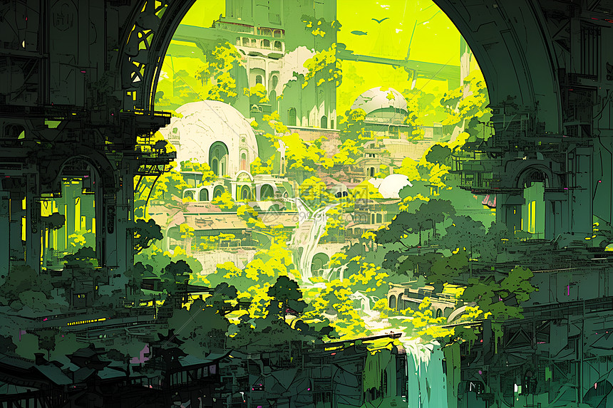 绿色的奇幻城堡图片