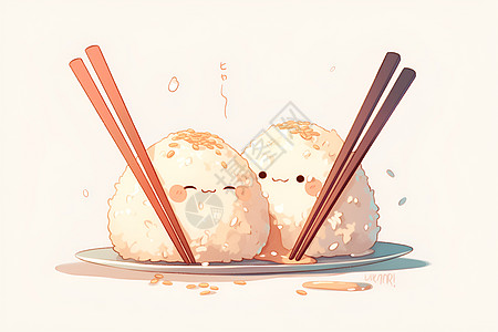 杂粮米传统的中国年糕插画