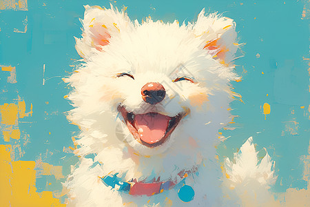 开心的白色小狗高清图片