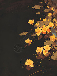 水面上的黄色花朵图片
