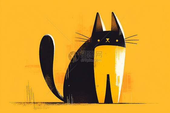 抽象的黑色小猫图片