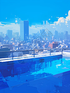 都市屋顶泳池图片