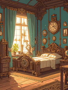 复古装饰的卧室图片