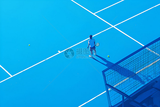 网球场上一名男子图片