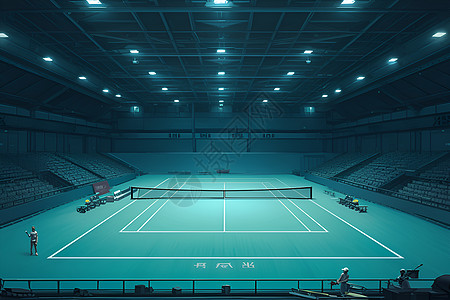 夜晚的网球场图片