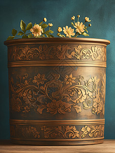 古朴的青铜花盆图片