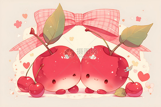 两个红樱桃图片