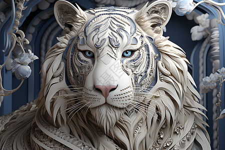 白色的老虎雕像图片