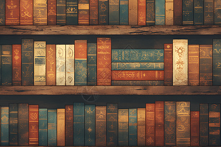 木质的木质书架上的书本插画