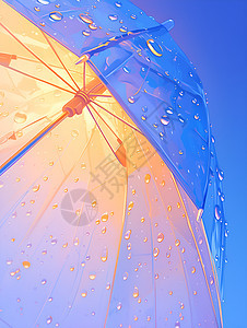 伞上的雨滴图片
