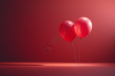 红色背景下的气球图片