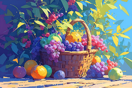 水果篮中的葡萄图片