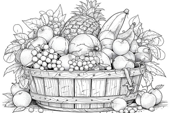 水果篮的插画图片