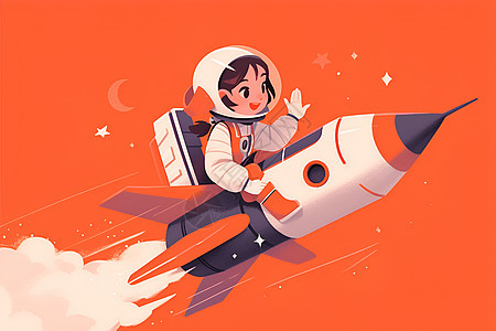 小女孩驾驶火箭图片