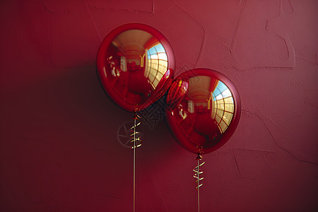 反光的红气球图片