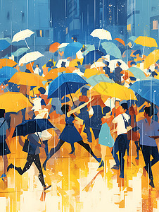 雨伞下的人群图片