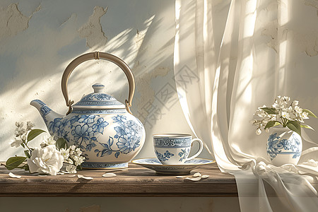 展示的陶瓷茶壶图片