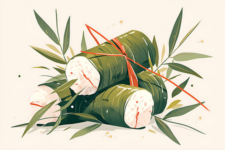 竹叶包裹的米饭图片