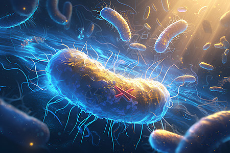 悬浮的细菌插画图片
