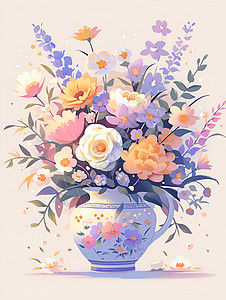 静物花瓶绘画背景图片