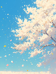 盛开的美丽樱花油画图片