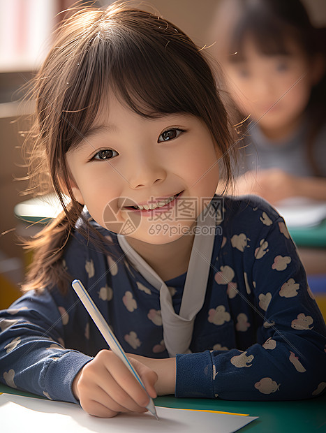 学习的小女孩图片