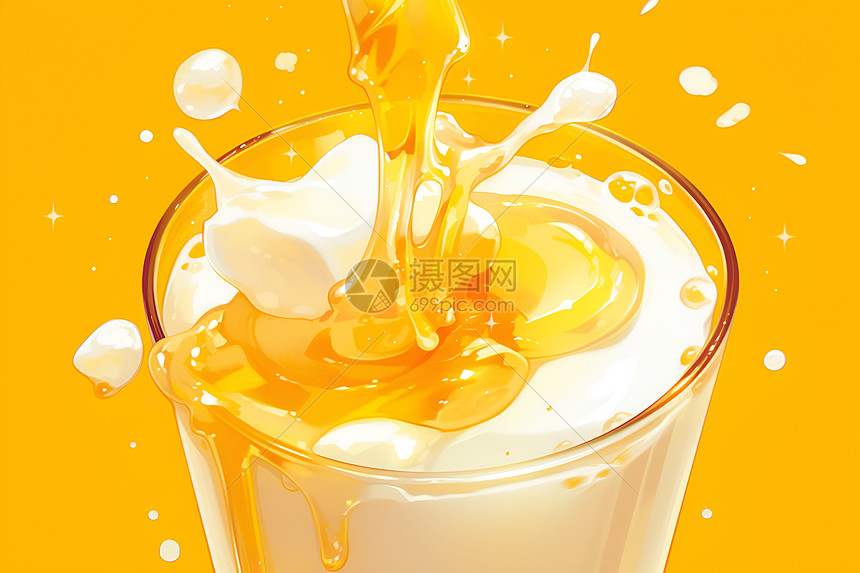 牛奶中可口的蜂蜜图片