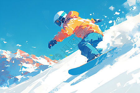 山坡上滑雪的人图片