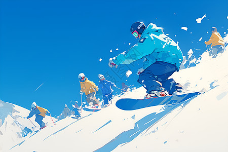 雪山上的滑雪运动图片
