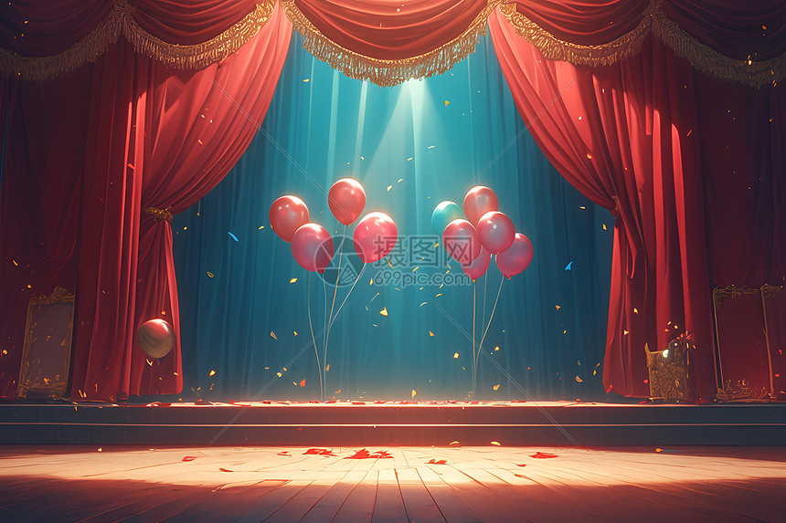 舞台上的气球图片