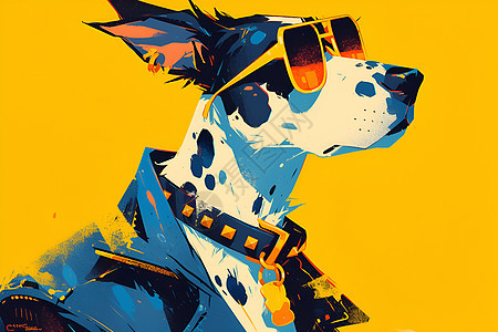 时尚狗狗戴着太阳镜图片