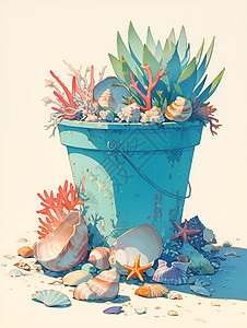 花盆上的贝壳图片